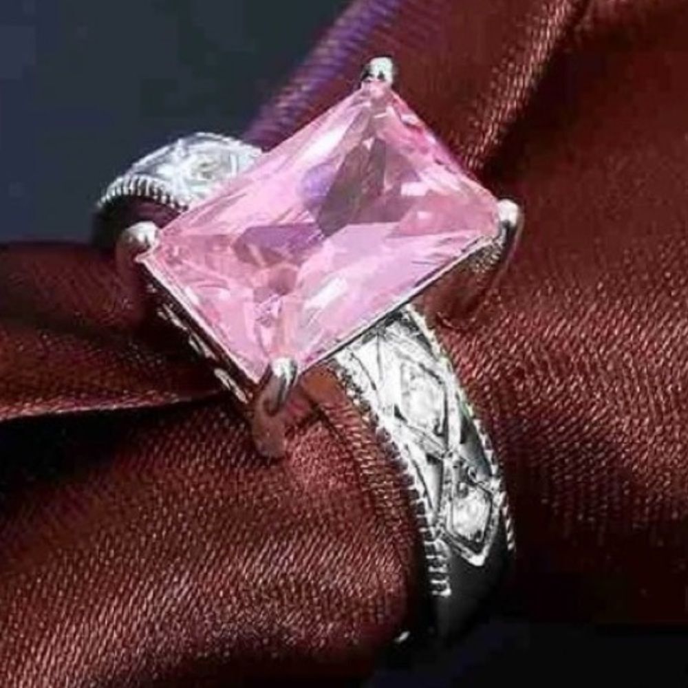 925 Sterling Silver Pink Diamond Cz Luxury Ring New In Gift Box